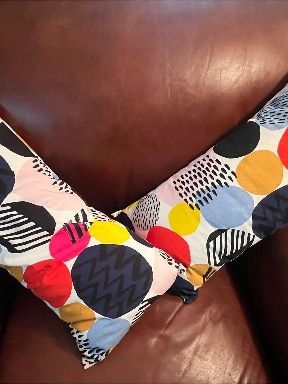 IKEA Nedja Lumbar Pillows 2 Colorful Circle Print Accent Cushions Retro 21